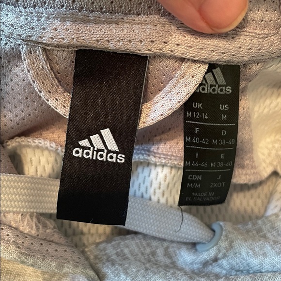 Adidas Women's Light Gray Hoodie with Blue Logo Climawarm Size Medium Lined EUC - Picture 8 of 12